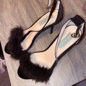 Betsy Johnson Fluffy Black Heels
